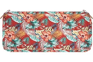 IN4 Care Patio Bench Cushion Covers for Outdoor Furniture with Ties, Water Resistant Loveseat/Settee Cushion Slipcover 48x18x3 Inch for Swing Porch Garden (Replacement Cover Only)-Chili Red Floral