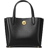 Genuine Leather Tote Bag Top Handle Women's Handbags Medium Size Purses for Women Black Satchel Bags for Women with Gold Hardware