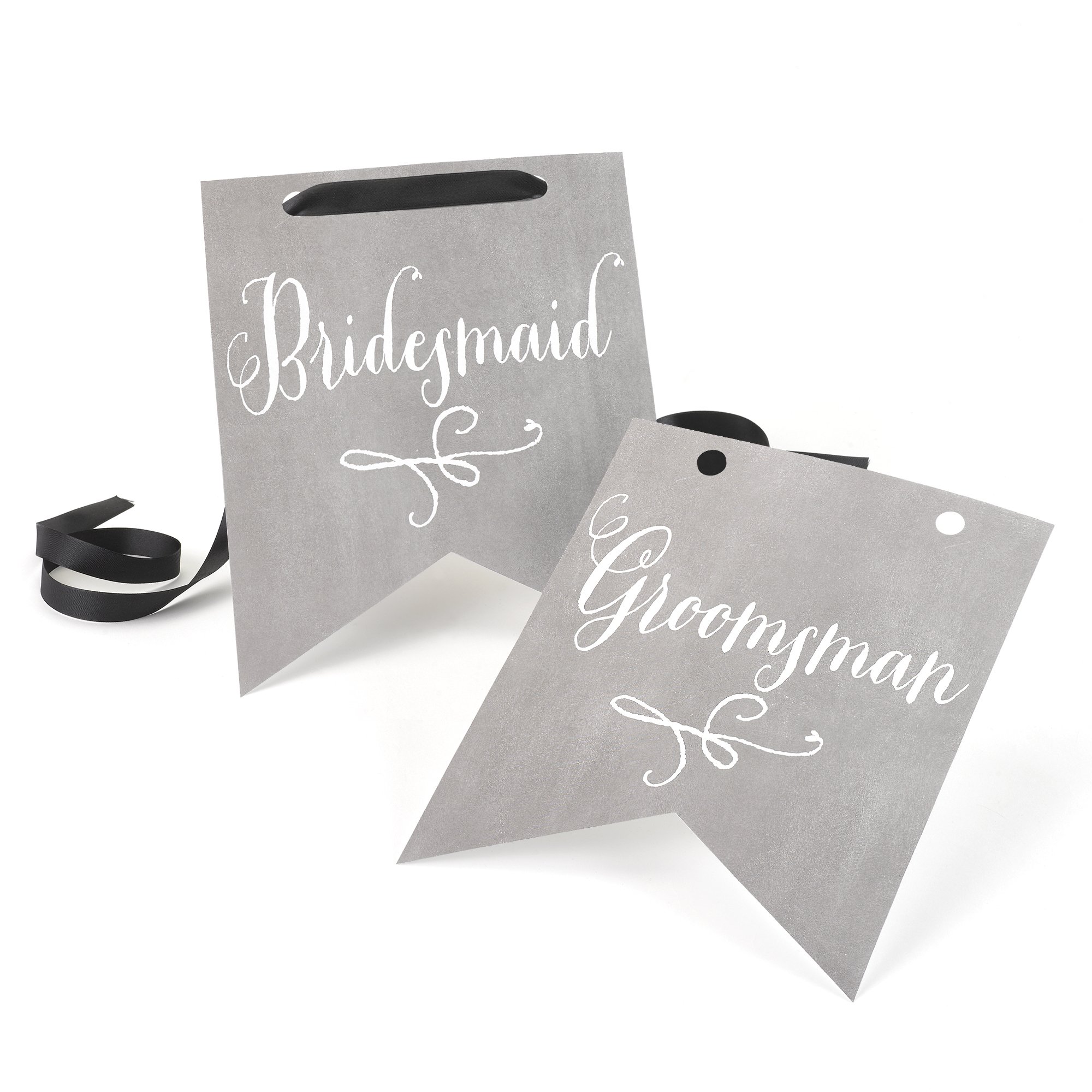 Hortense B. Hewitt Wedding Accessories Charming Vintage Signs, Bridesmaid and Groomsman, Set of 2