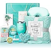 Valentines Day Birthday Gifts for Women Self Care Gifts Get Well Soon Gifts, Ocean Relaxing Spa Gifts Basket Care Package with Flannel Blanket, Unique Gifts for Her Mom Wife Girlfriend Friend Sister