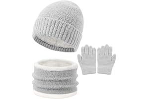DS DADOU&XIAOSHAN Kids Hat and Gloves Set Girl Boys, Toddler Beanie Winter Hat Neck Warmer Gaiter Gloves Mittens Fleece Lined for 6-8 4t 5t 4-8