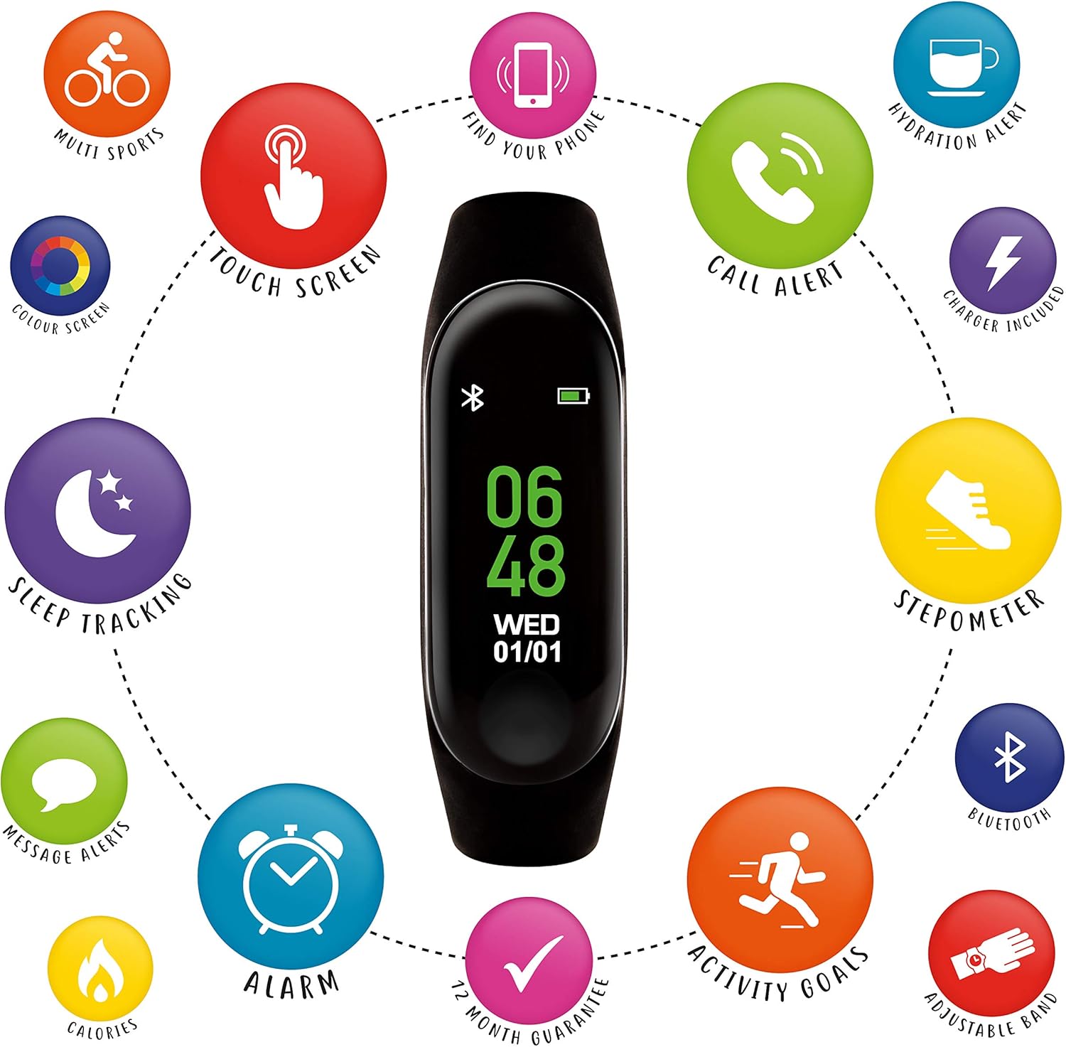 Tikkers Fitness Tracker Black Strap Smartwatch ATK1058 - Image 3