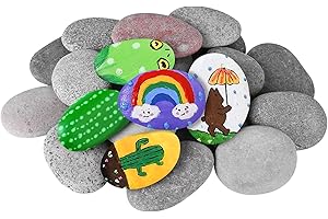 DOJOBKINB River Rocks for Painting 25 Pcs Large 3.5-5 Inch Flat Smooth Painting Stones Craft Rock to Paint for Kids Crafts Painting Bulk