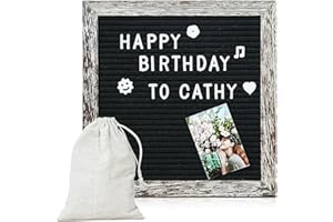 WALGLASS Rustic Felt Letter Board with 500 Letters, Numbers & Symbols, 10 x 10 inch Changeable Message Board Sign with Wood Frame for Home Decor, Farmhouse Wall Decor (Vintage Brown Frame)