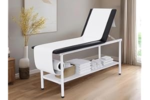 OLERN 27.6" Adjustable Medical Exam Table bed with Full Shelf and Paper Holder,Bariatric Treatment Table with Adjustable Backrest for Home Use,Physical Therapy, Chiropractic,Spa, Clinic,hspital,440LBS