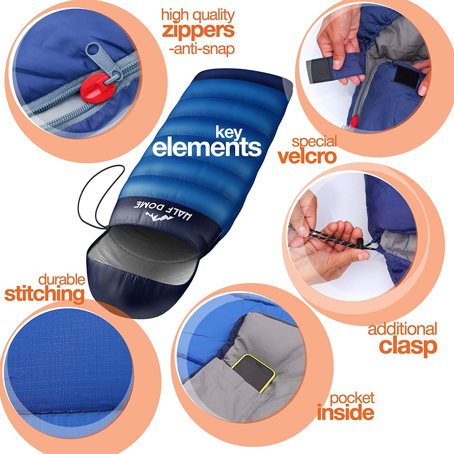 Half Dome Camping Sleeping Bag Set Women Men - Backpaking Outdoor Sleeping Option Ultralight Compact Sleeping Bag