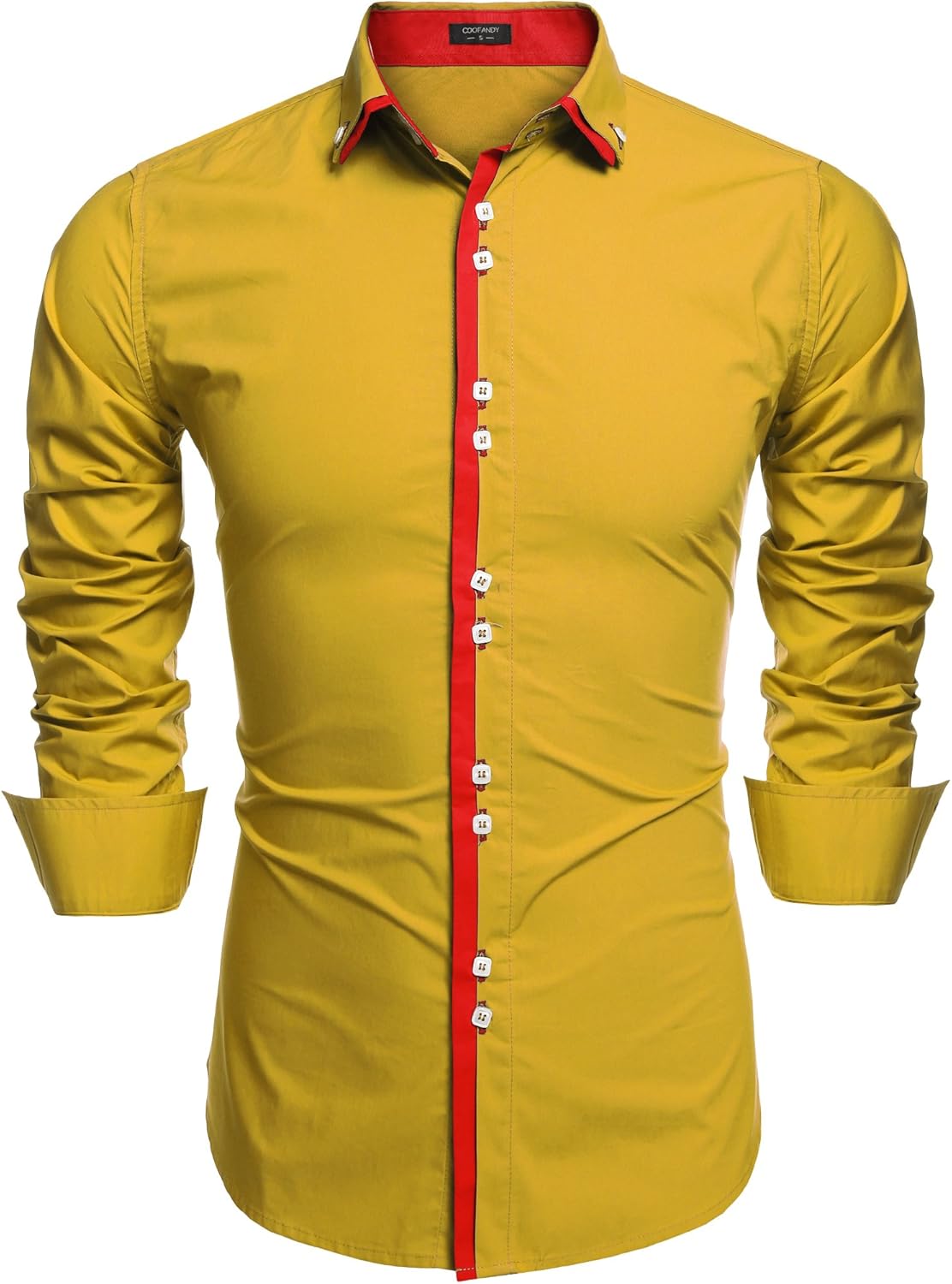 COOFANDY Men's Contrast Color Button Down Dress Shirts Casual Shirts