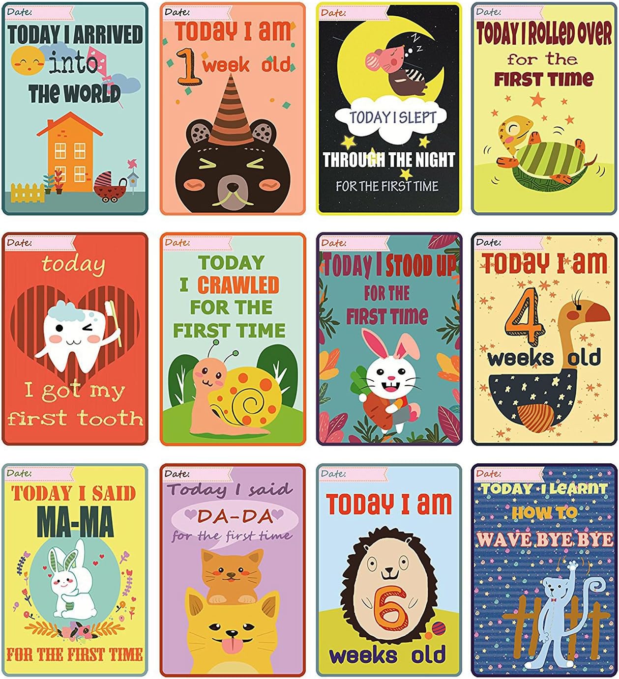 Baby Milestone Cards New Baby Shower Gift. 32 Cards Baby Baskets Keepsake Box Gift Set
