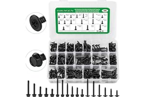 LUKAISEN 325PCS Self Tapping Screws Assortment Kit, Black Oxide 410 Stainless Steel Sheet Metal Screws for Metal Plastic, Truss & Hex Washer Head #8#10-1/2",5/8",3/4",1",1-1/4",1-1/2"