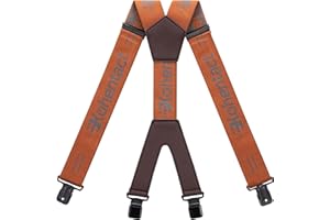Men’s Industrial Strength Suspenders 2-Inch Wide X-Back Heavy Duty Braces Strong Metal Clips, Elastic Adjustable