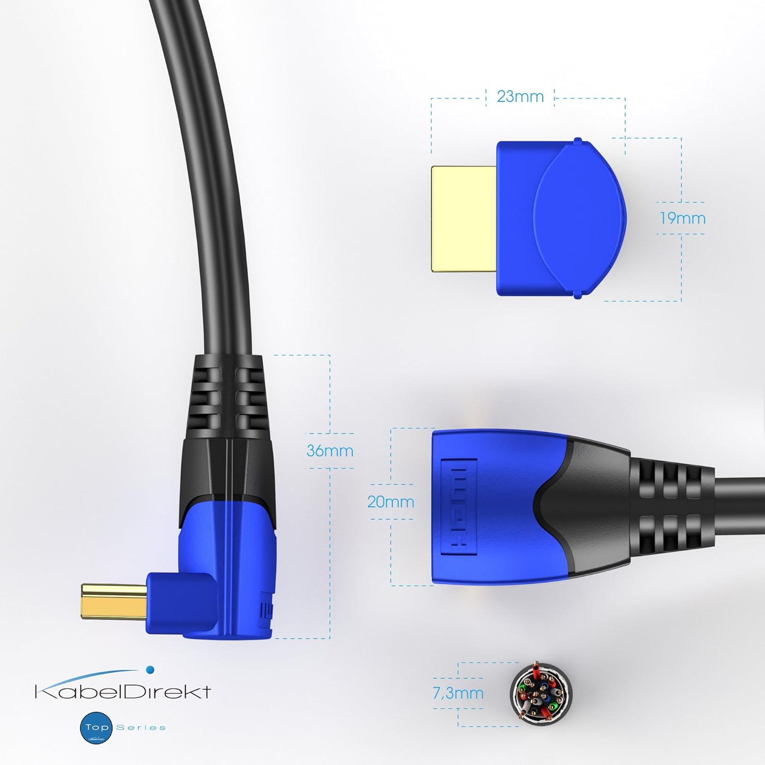 90° angled 8K/4K HDMI Cable, 0.5m, with A.I.S. Shielding, designed in Germany (supports all HDMI devices like PS5/Xbox - Image 4