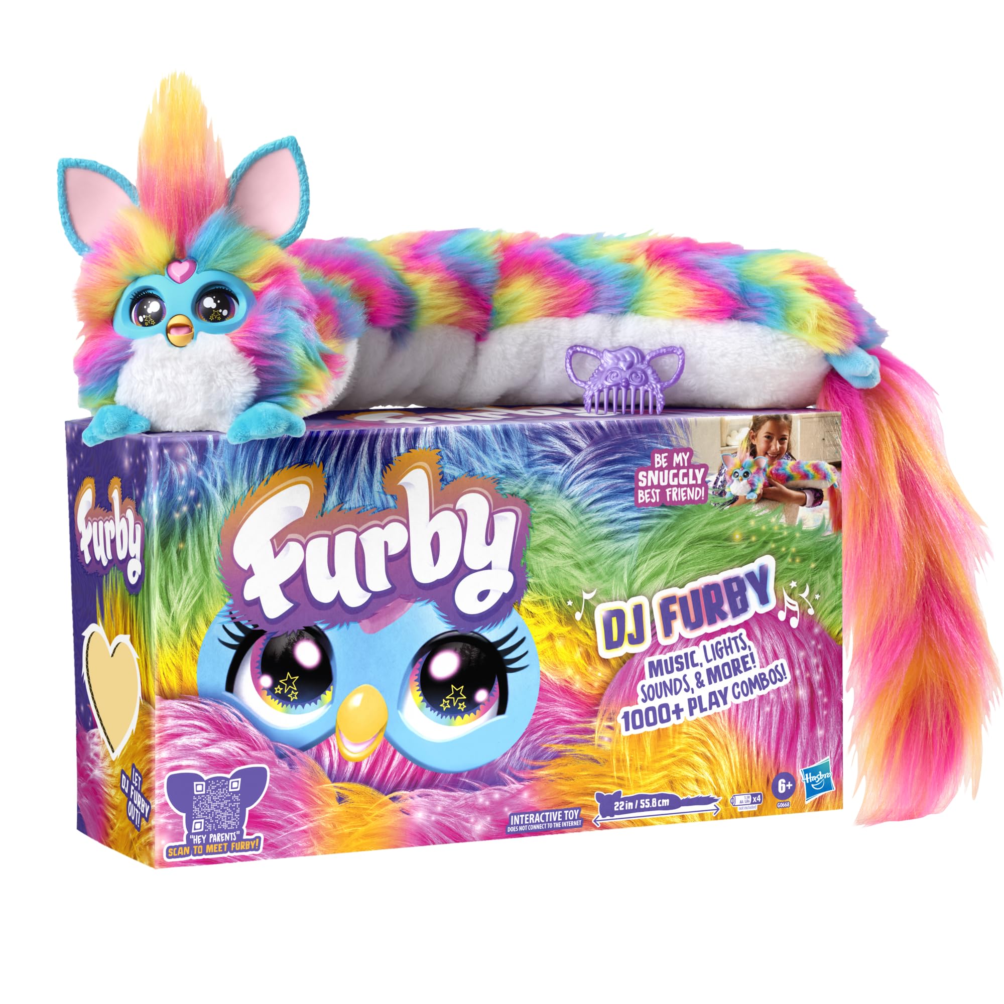 Photo 1 of FURBY DJ Interactive Toy, Super Snuggly Rainbow Electronic Plush with Music, Lights, Motion, & Games, Speaks English & Furbish, 32in Long, Ages 6+