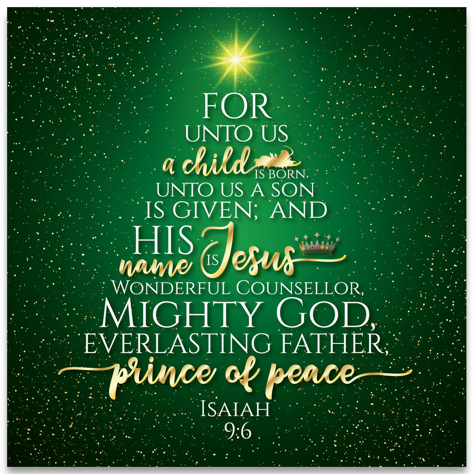 Christian Christmas cards, pack of 10 - Unto Us, with Bible verse Isaiah 9:6 inside these religious Christmas cards, by Just Cards Direct (CM335)
