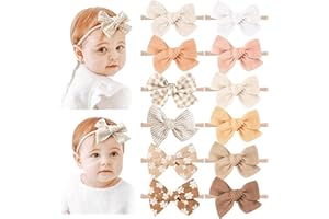 Niceye Baby Girl Bows and Headbands, Stretchy Nylon Hairbands Hair Bows for Newborns, Infants, Toddlers - Handmade Baby Hair Accessories for Girls