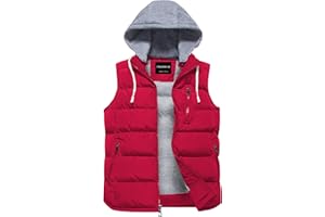 CREATMO US Men's Outdoor Winter Vest Outerwear Removable Hooded Padded Puffer Sleeveless Vest