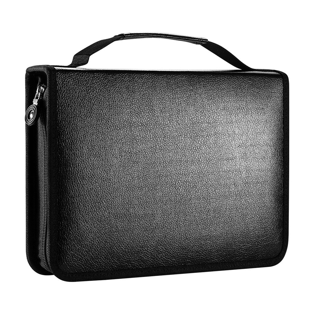 WINSHEA 120 Slots PU Leather Pencil Case Pencil Holder Large Capacity Zippered Students Pencil Pouch Pencil Wrap Bag Colored Pencils Case Organiser Stationary (Black)