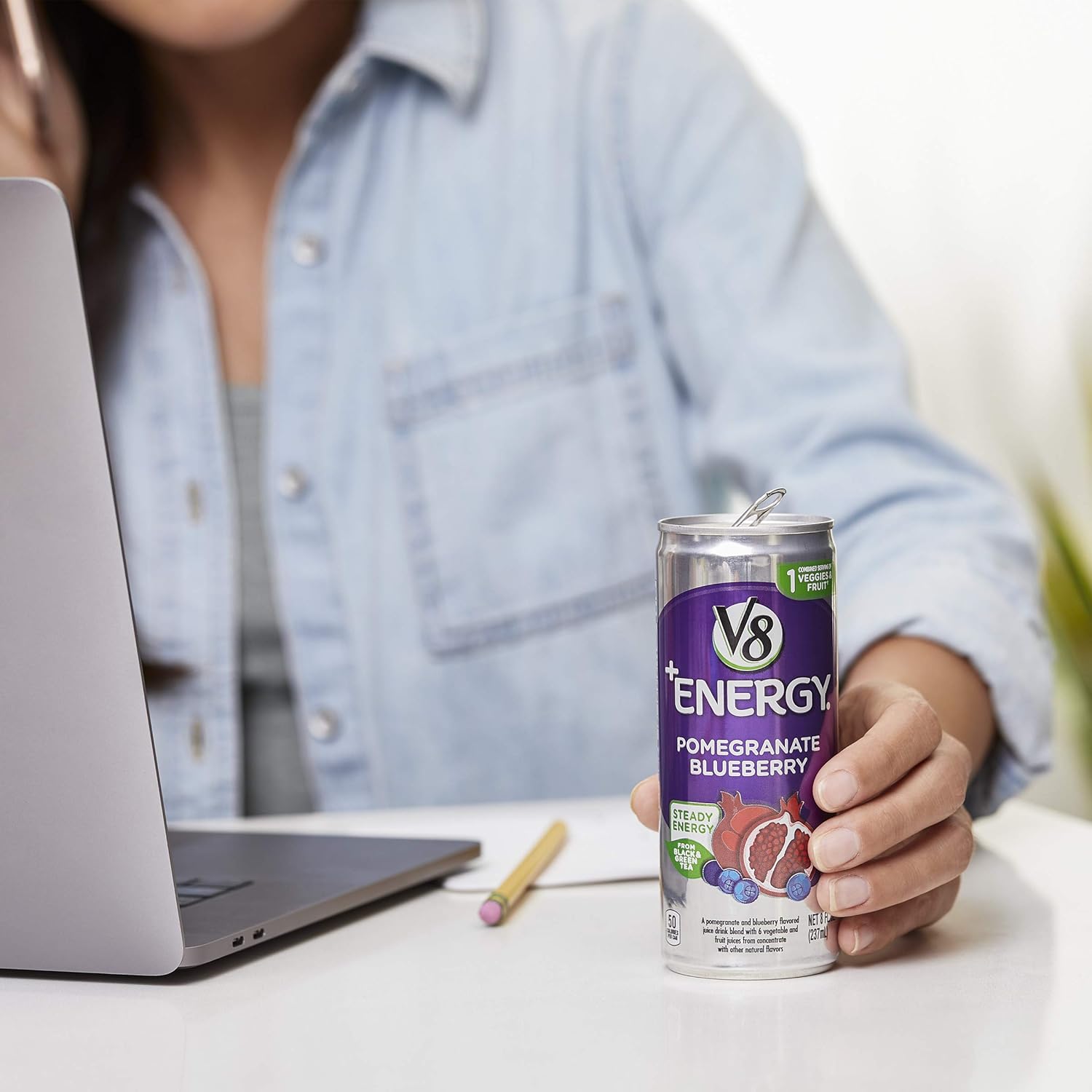 V8 +Energy, Healthy Energy Drink, Natural Energy from Tea, Pomegranate Blueberry, 8 Ounce Can (Pack of 24): Grocery & Gourmet Food