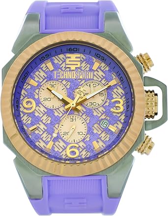 TechnoSport TS-100-9RL Womens Lavender Silicone Band, Gold Bezel, 40MM Lavender and Gold Dial,Stainless Steel Chronograph Watch