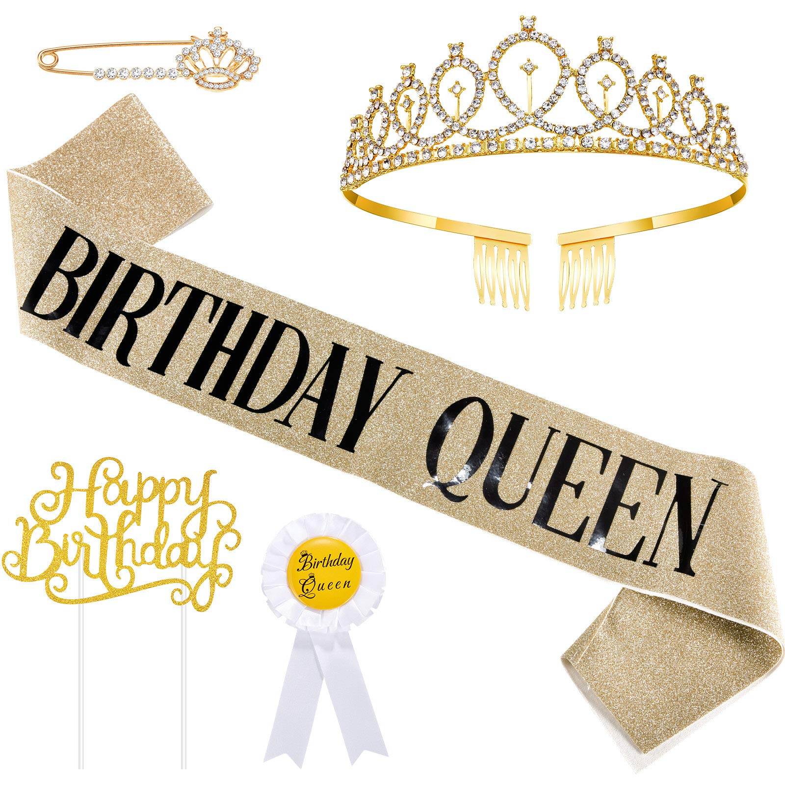 Buy 5 Pieces Birthday Queen Sash and Crowns Kit for Women, Happy