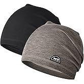 MCTi Slouchy Beanie for Men Women, Winter Warm Stretchy Skull Cap Hat Lightweight for Running Cycling 2 Packed