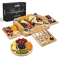 SMIRLY Charcuterie Boards Gift Set: Large Charcuterie Board, Bamboo Cheese Board Set - House Warming Gifts New Home, Wedding 