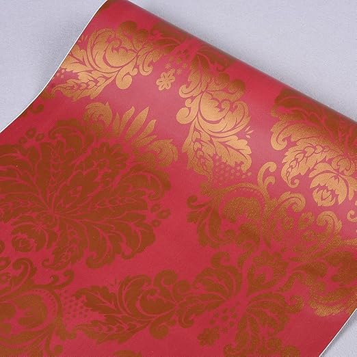 Amazon Com Yifely Red Golden Damask Self Adhesive Shelf Drawer