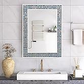 YOSHOOT Mosaic Bathroom Wall Mirror, Handmade Mirror for Wall with Mother of Pearl, Decorative Bathroom Vanity Rectangular Mi