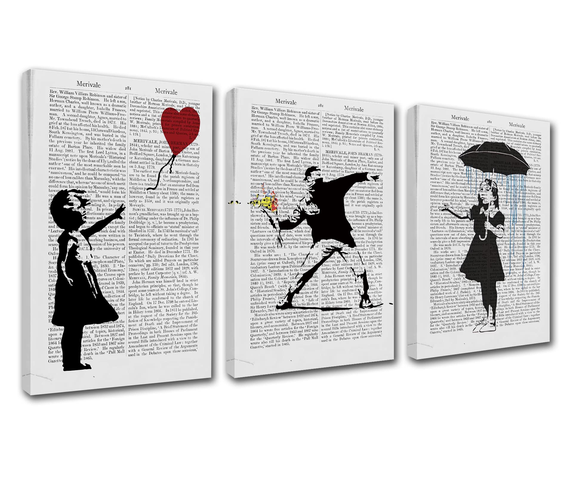 Black and White Banksy Canvas Wall Art for Living Room Decor Graffiti Street Art Kitchen Wall Decor Artwork Home Decor Room Wall Pictures Picture Print Pop Art Framed Ready to Hang 42'W x 20''H