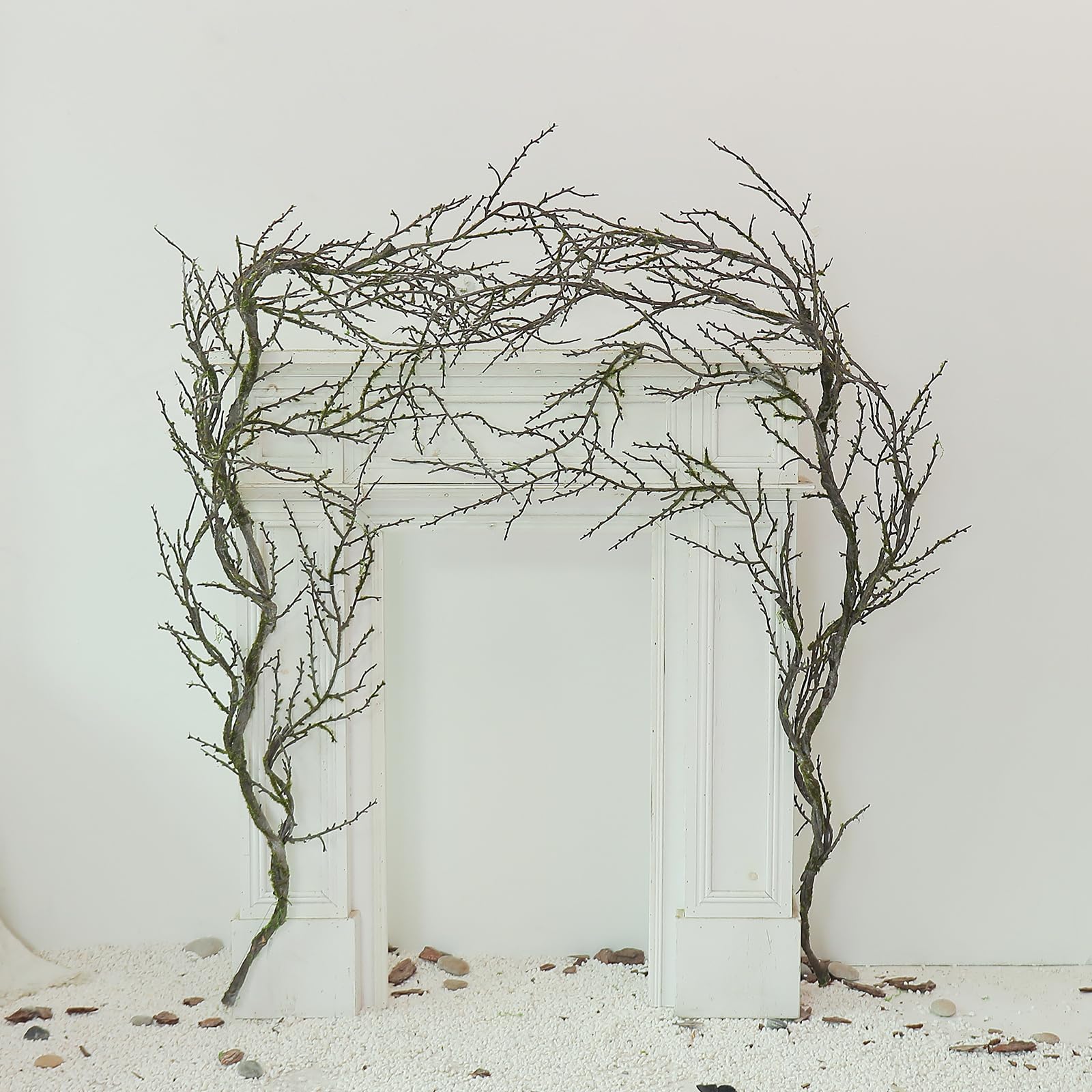 Photo 1 of 74.8inch Long Malleable Black Halloween Tree Weeping Branches Twigs Greenery Garland Hanging Moss Faux Ghost Grape Vine for Haunted Forest Outdoor Mantel Fireplace Porch Arch Stairway Yules Decor (2)