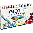 GIOTTO Turbo Maxi Super Washable Felt Tip Fibre Pens, Large Tip Nib 5mm, 18 Assorted Colours, Ideal for Children, Parties and Schools