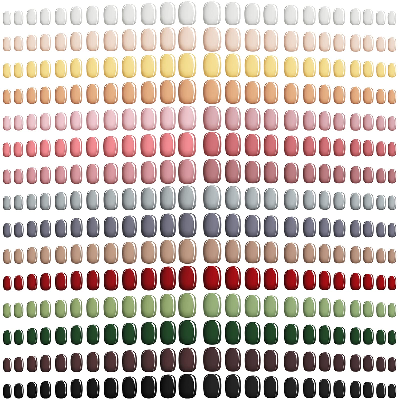360 Pieces Women Short Press on Nails Square Artificial False Nails Stick on Nails Set Glossy Pure Color Fake Nail Pack Full Cover Fingernails Medium Length Fake Nails for Girl (Classic Color)