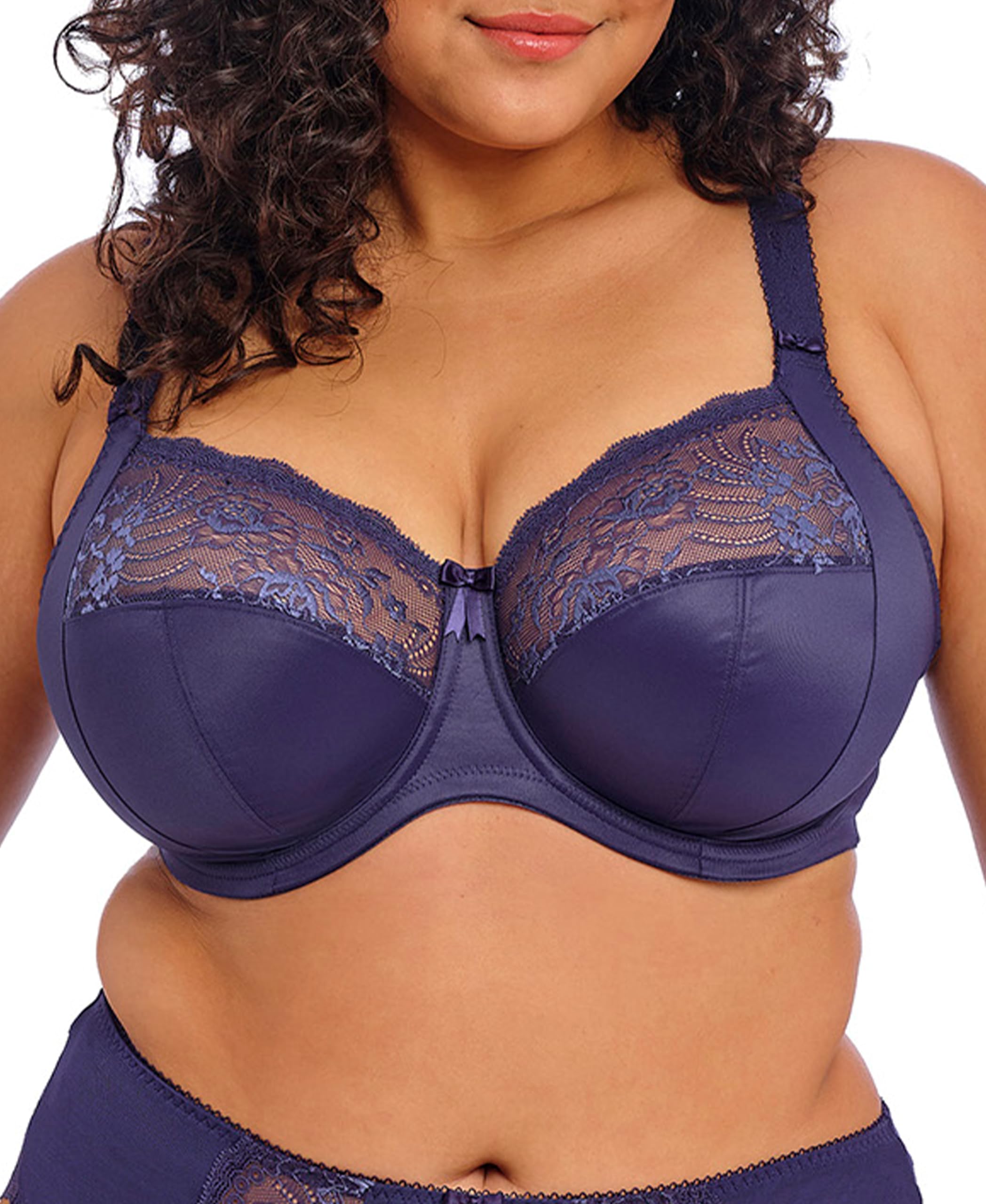 Elomi Women’s Morgan Underwire Plus Size Bra with Adjustable Strap, Midnight, 46DD