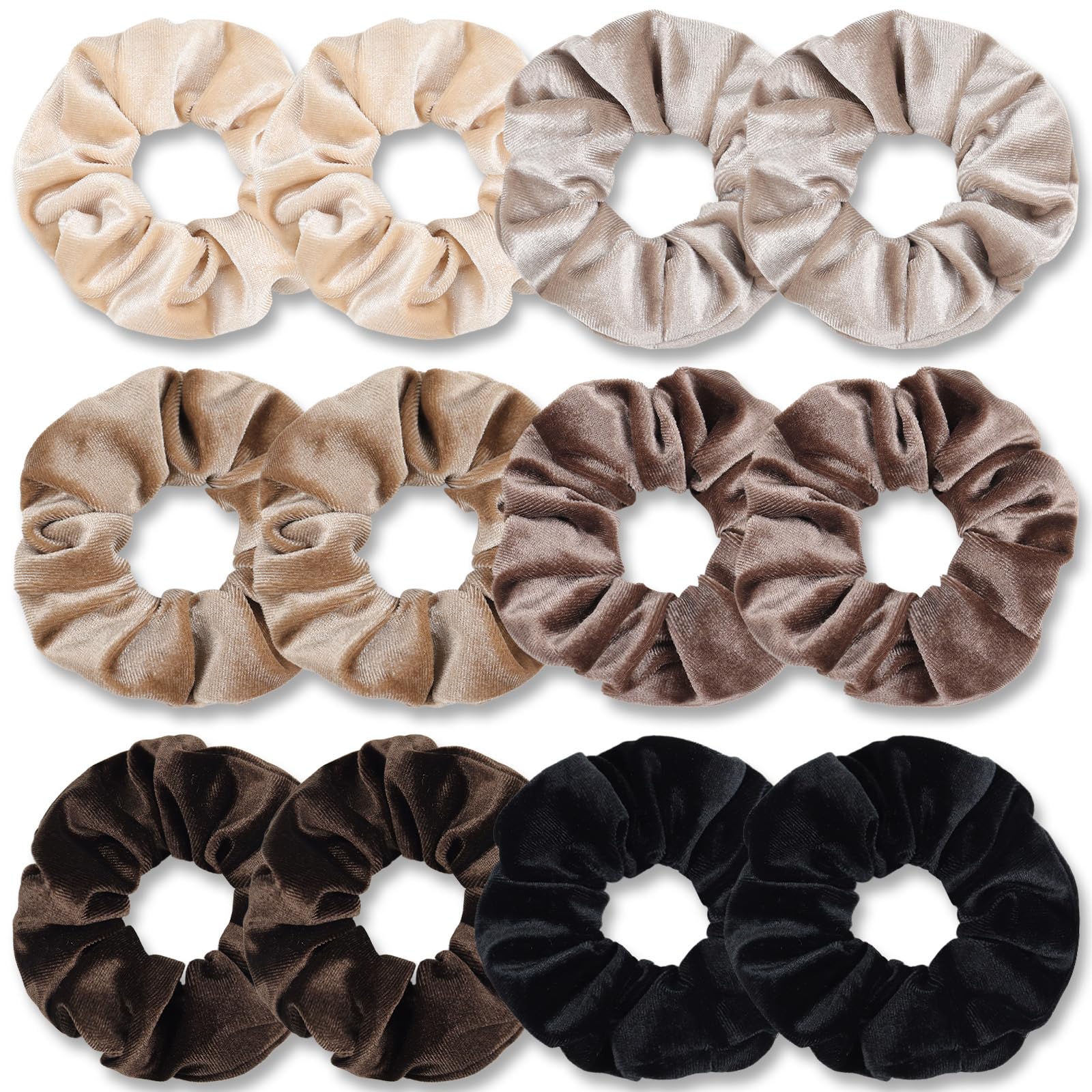 Kavya Scrunchies for Women, Velvet Scrunchy Neutral Colors Hair Bands Soft Premium Hair Bobbles for Women Elastic Ponytail Holders Hair Accessories for Girls Women 12 Pack — image 1