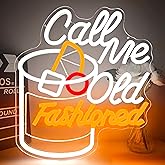 Call Me Old Fashioned Neon Sign for Wall Decor Dimmable Bar Neon Led Sign Cocktails Neon Light Sign for Men Dad Pub Party Whiskey Light Up Sign for Man Cave Garage Beer Bistro Home Club Gift