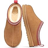 bebealy Genuine Suede Fuzzy Slippers for Women Winter Warm House Shoes Cozy Mini Boots for Indoor Outdoor