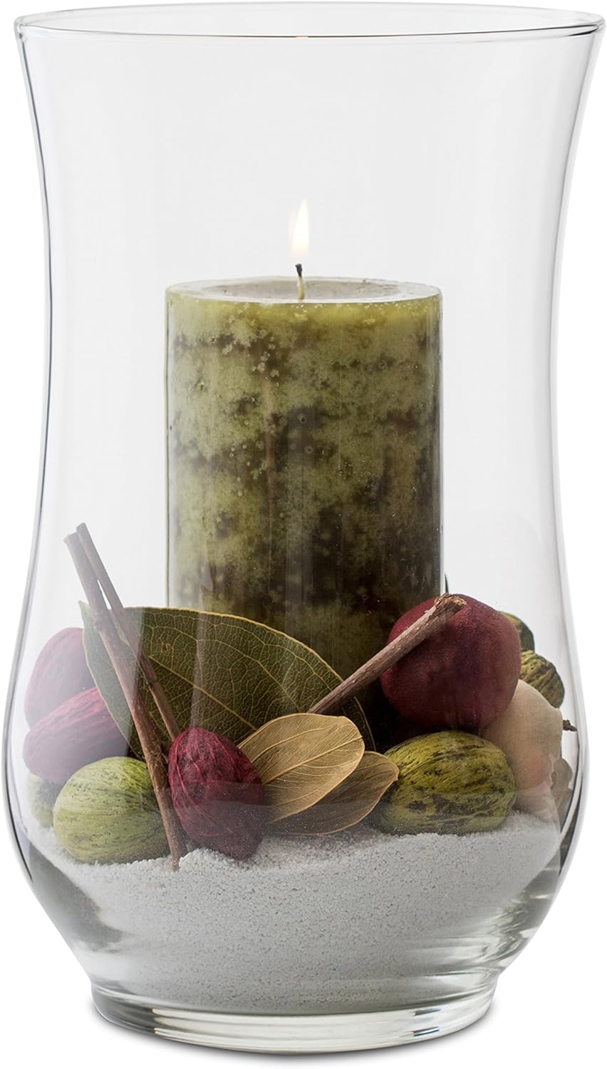 Libbey Angela 4-Piece Glass Hurricane Vase Set, 13-inch