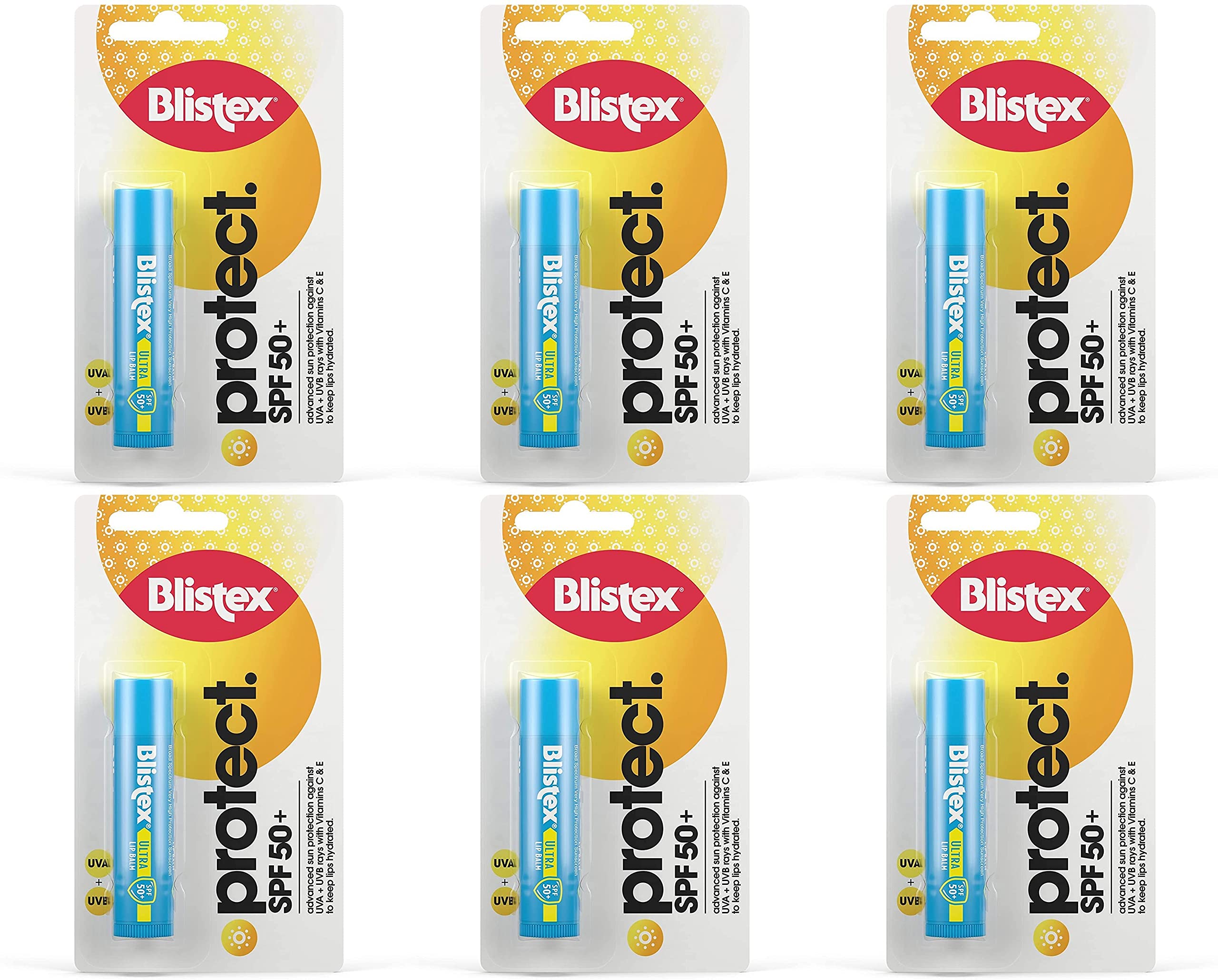 Blistex Ultra Lip Balm with SPF 50 Plus Lip Protection from UVA and UVB Rays, 4.25 g (6 Pack)