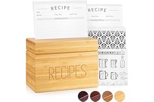 Recipe Box with Cards and Dividers by Apace - Vintage Style Wood 4x6 Recipe Holder Card Box - Exclusively from the Apace Livi