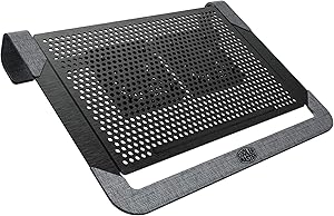 CoolerMaster Notepal U2 Plus V2 Laptop Air Cooler, Dual 80mm Moveable Fans, Lightweight Aluminum Cooling Pad, Polyester Fiber Dacron and Aluminum Material, Supports up to 17” Laptop