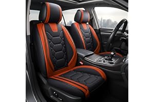 OASIS AUTO Car Seat Covers Front Seats, Waterproof Faux Leather Seat Covers for Cars Universal Fit for SUV, Truck, Sedan, Black Premium Car Seat Protector with Cushions