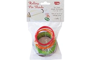 Talisman Designs Silicone Rolling Pin Bands 8-Piece Set, 4 Sizes, 1/16, 1/8,1/4, 1/2-inches, red, Green, organge, & Black