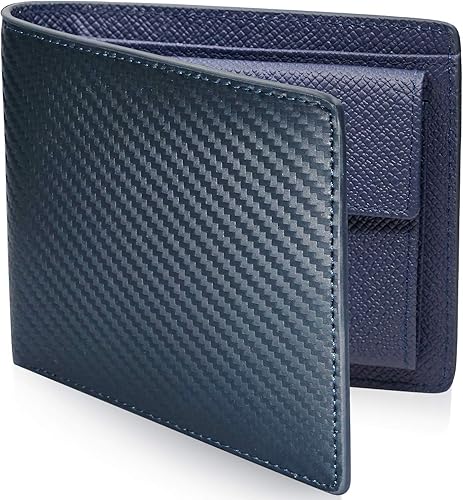 Amazon Peyne 二つ折り財布 本革 メンズ 財布 カーボン 薄型 ふたつおり財布 紳士 さいふ ふたつ折り財布 表革 カーボン柄 ブラック 内側 型押しカーフ ネイビー Mens Wallet Purse 男性 牛皮 2つ折り 財布 ふたつ折り 二つ折り 財布 財布