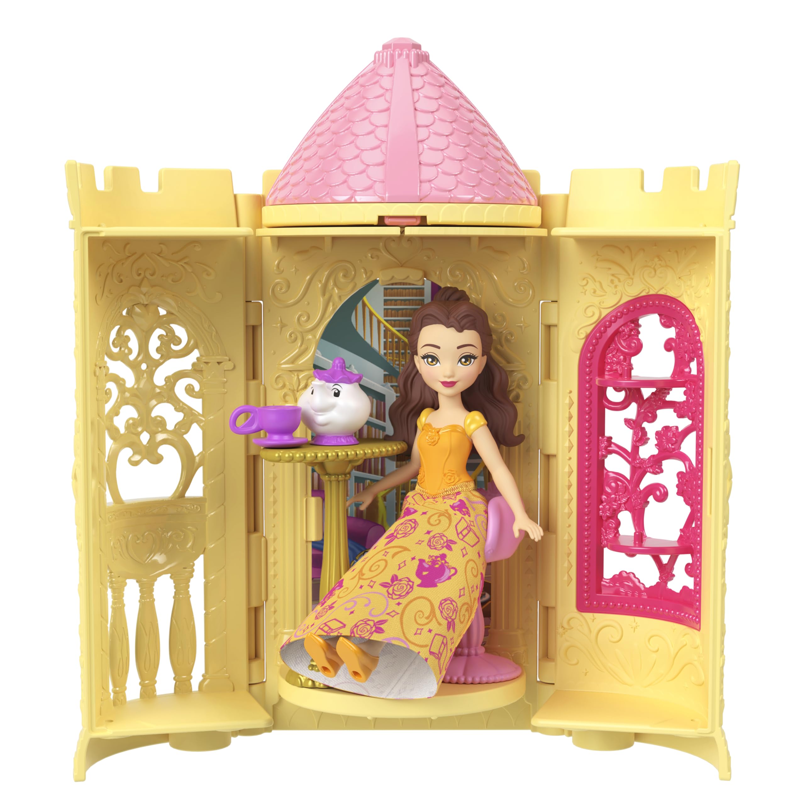 Mattel Disney Princess Tower Surprise Small Dolls & Accessories, Stacking Playsets with 4 Surprises & Friend from Disney Movies (Styles May Vary)
