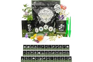 Tactiko Survival 40 Medicinal and Tea Herb Seeds Variety Pack, Indoor and Outdoor Herb Garden Kit, USA Grown Heirloom Non-GMO, Herbal Apothecary for Teas, Resealable Mylar for Long-Term Storage