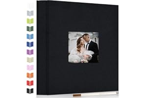 Artfeel Photo Album Self Adhesive Scrapbook Album for 3x5 4x6 5x7 8x10 Pictures,40 Pages Linen Cover with Display Window DIY Photo Book,Ideal Gifts for Family Travel Wedding Baby
