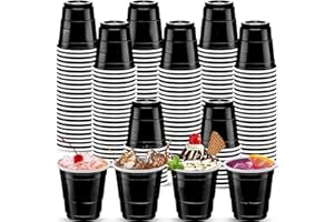 cssopenss 120 pcs Black Shot Cups black Plastic Shot Glasses 2 oz black shot glasses disposable for drinking Tastings served Snacks Jello Tastings and Samples