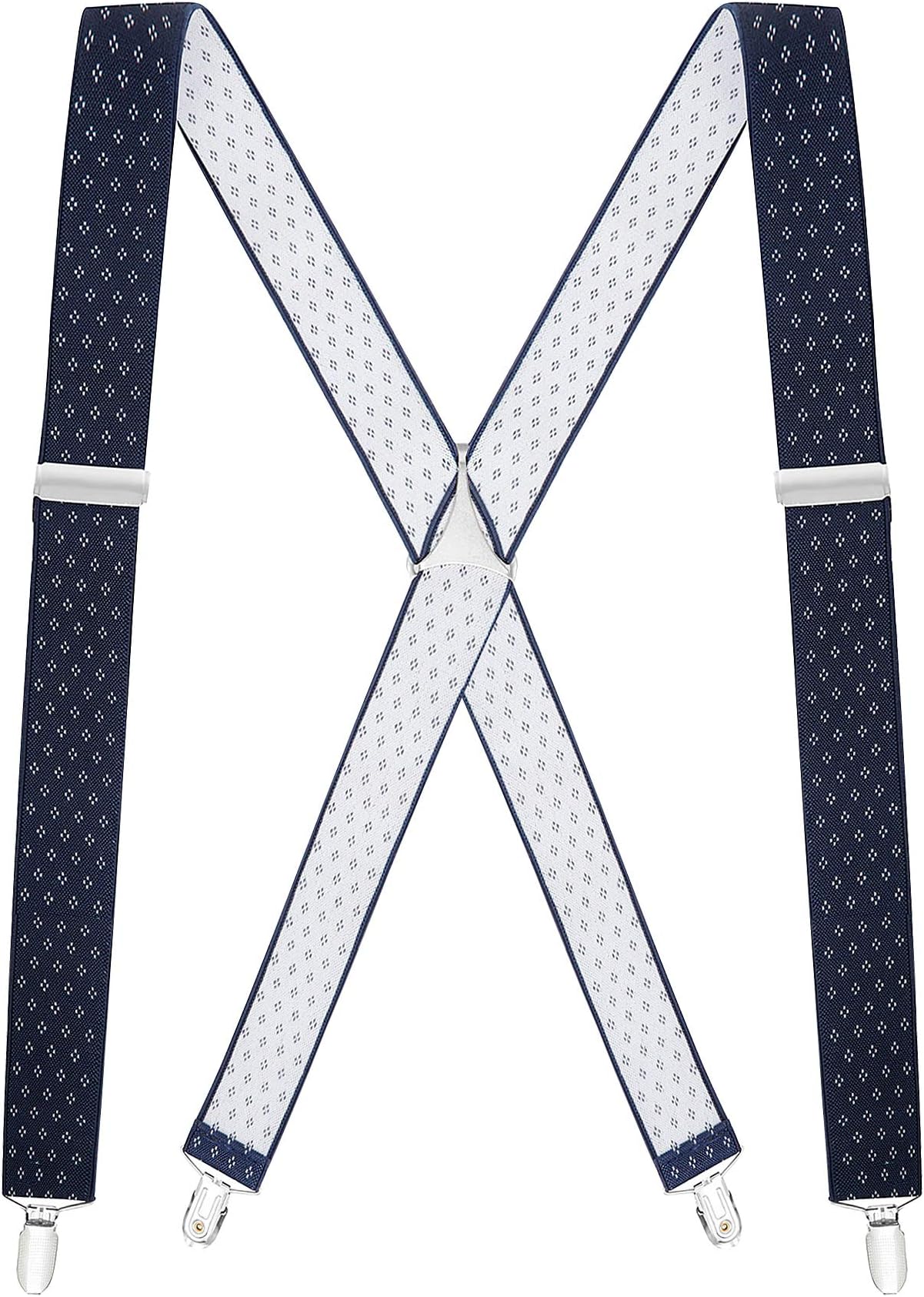 Buyless Fashion Suspenders for Men - 48" Elastic Adjustable Straps 1 1/4" - X Back