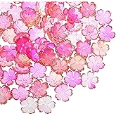 100 Pcs Cherry Blossom Beads, 5-Petal Acrylic Spacer Flower Beads for Jewelry Making, Mini Golden Edge Floral Shaped Bead for Making DIY Craft, Charms, Bracelets, Necklaces, Earrings (Pink Gradient)​