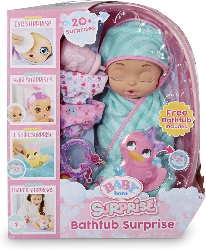 Baby Born Surprise Bathtub Surprise Teal Swaddle Bow, Dolls Amazon Canada