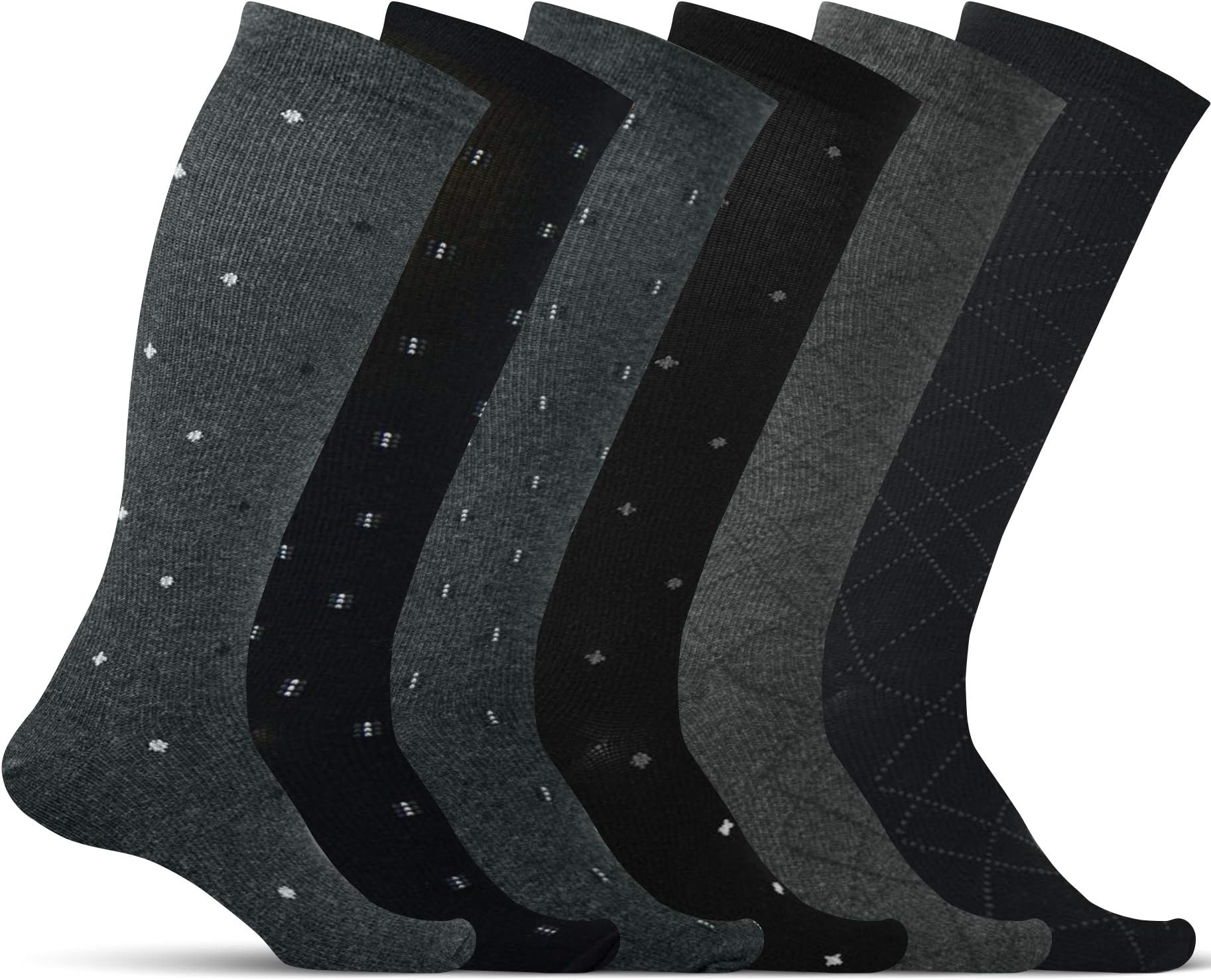 Men’s Compression Socks (6-Pack) – Graduated Muscle Support - Athletic or Medical